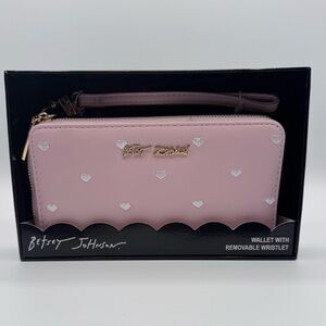 Betsey Johnson Light Pink Heart Wallet with Gold Accents